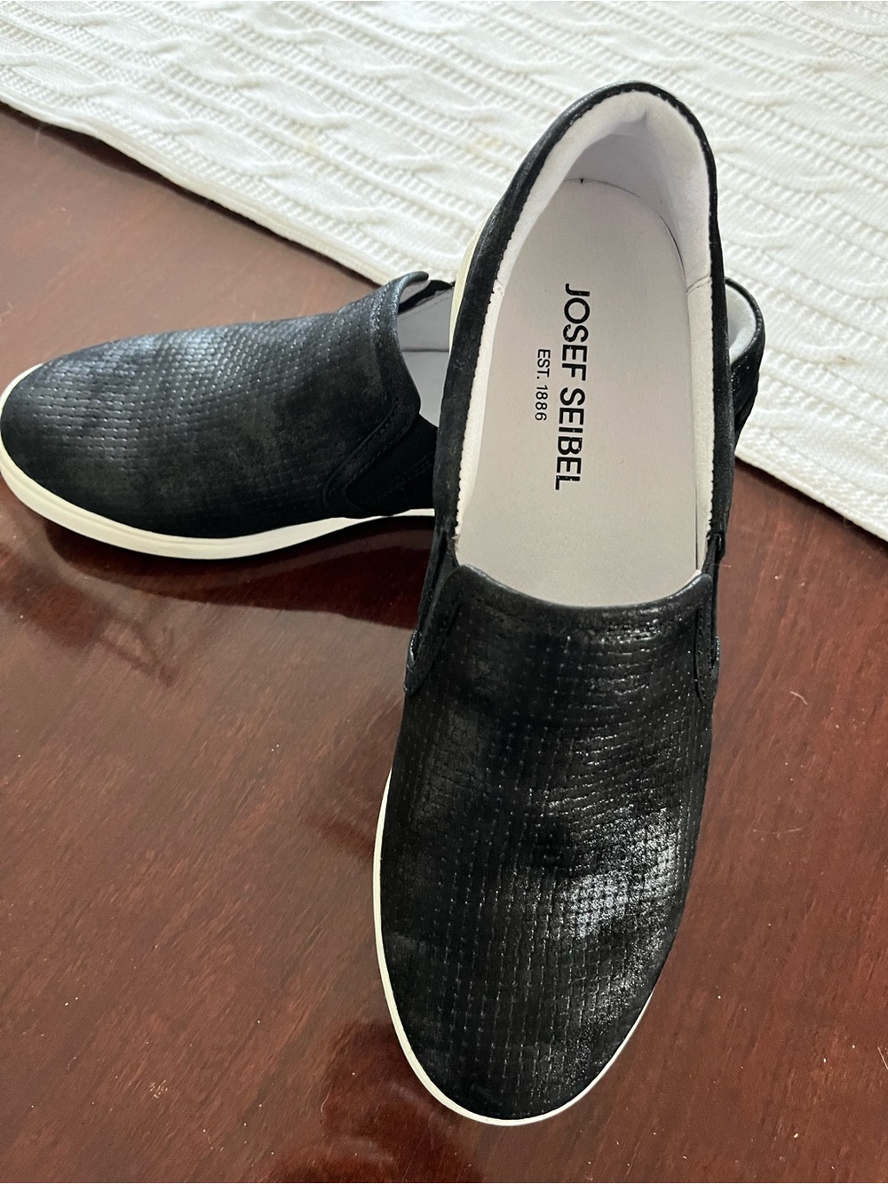 Josef Seibel Caren Black Textured Slip-On Shoe/Sneaker
